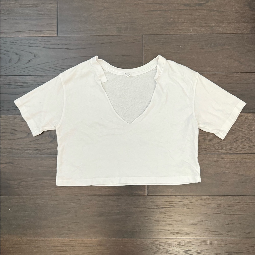 Garage White V-Neck Crop Top